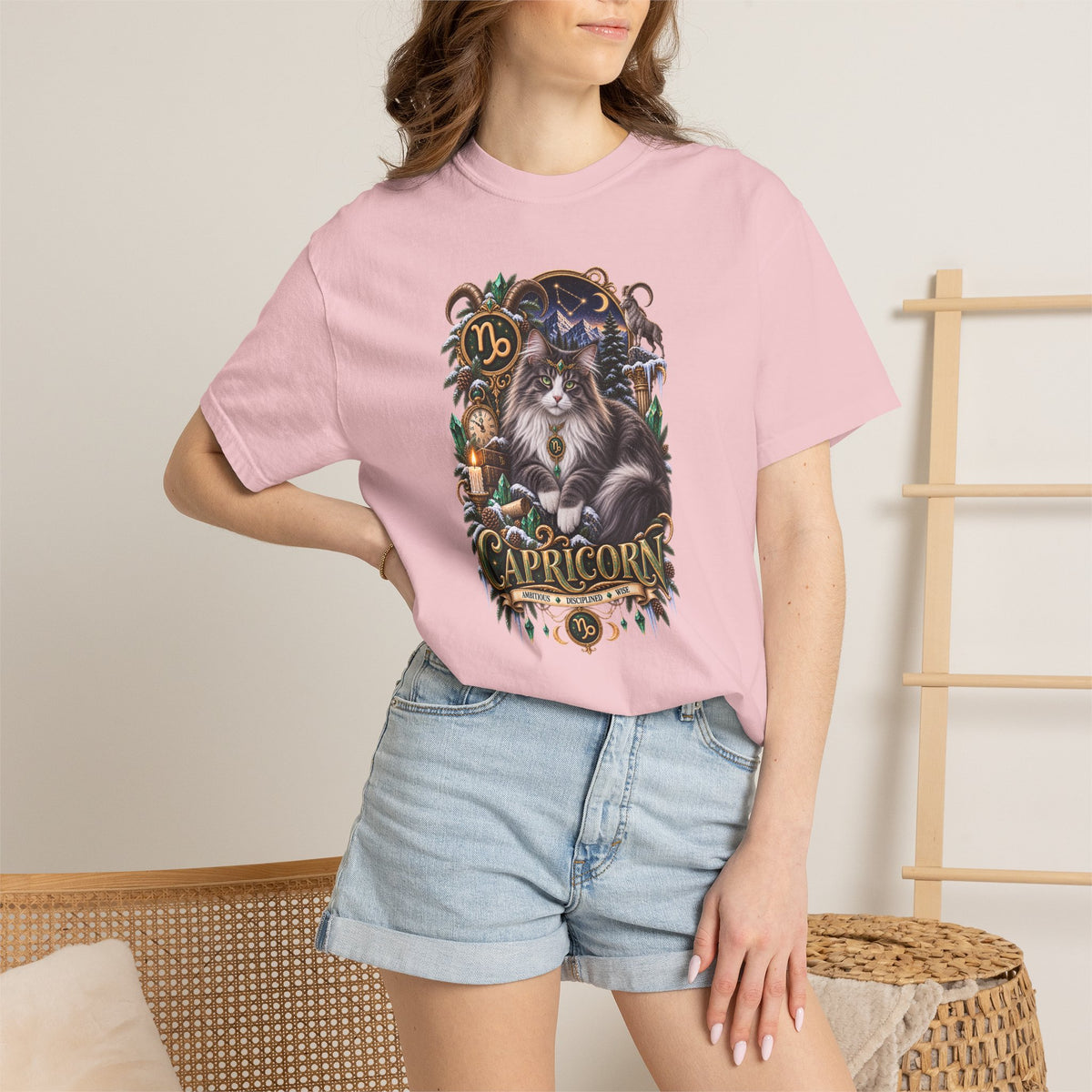 Capricorn Zodiac Norwegian Mountain Cat T-Shirt — Astrological Horoscope Tee