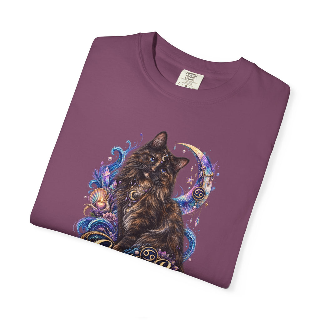 Cancer Zodiac T‑Shirt — Mystical Tortoiseshell   Cat Horoscope Design