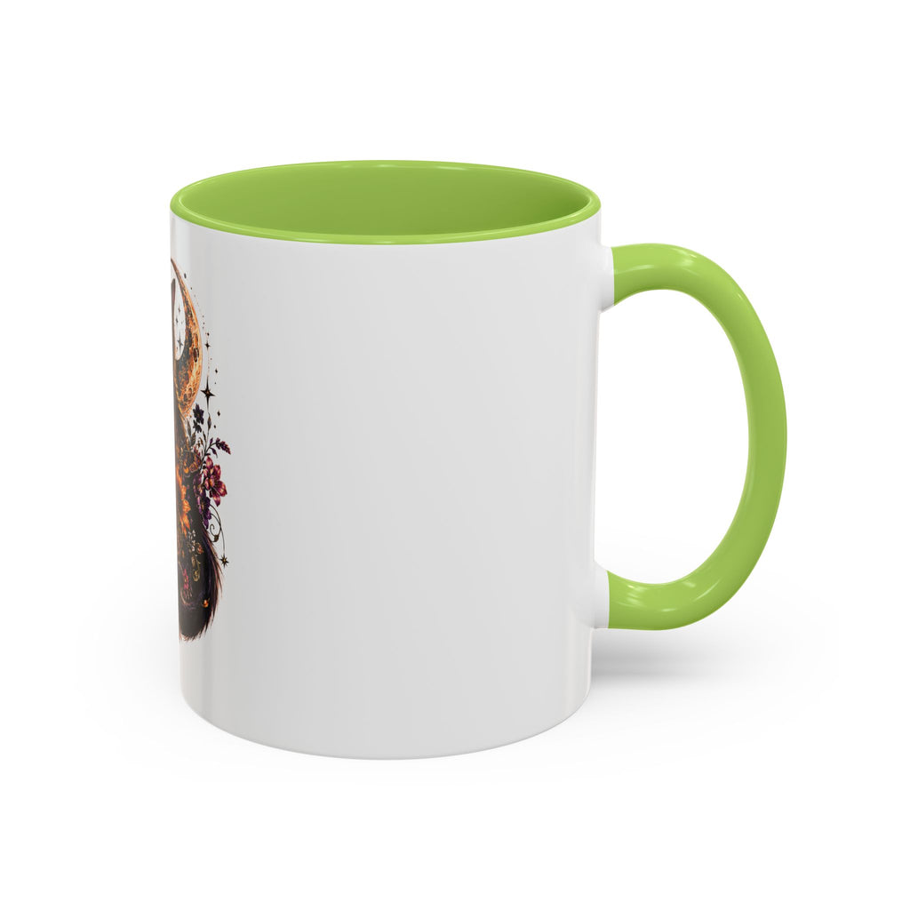 Cat & Skull Accent Coffee Mug — Gothic Black Cat Art Coffee Cup (11/15oz)