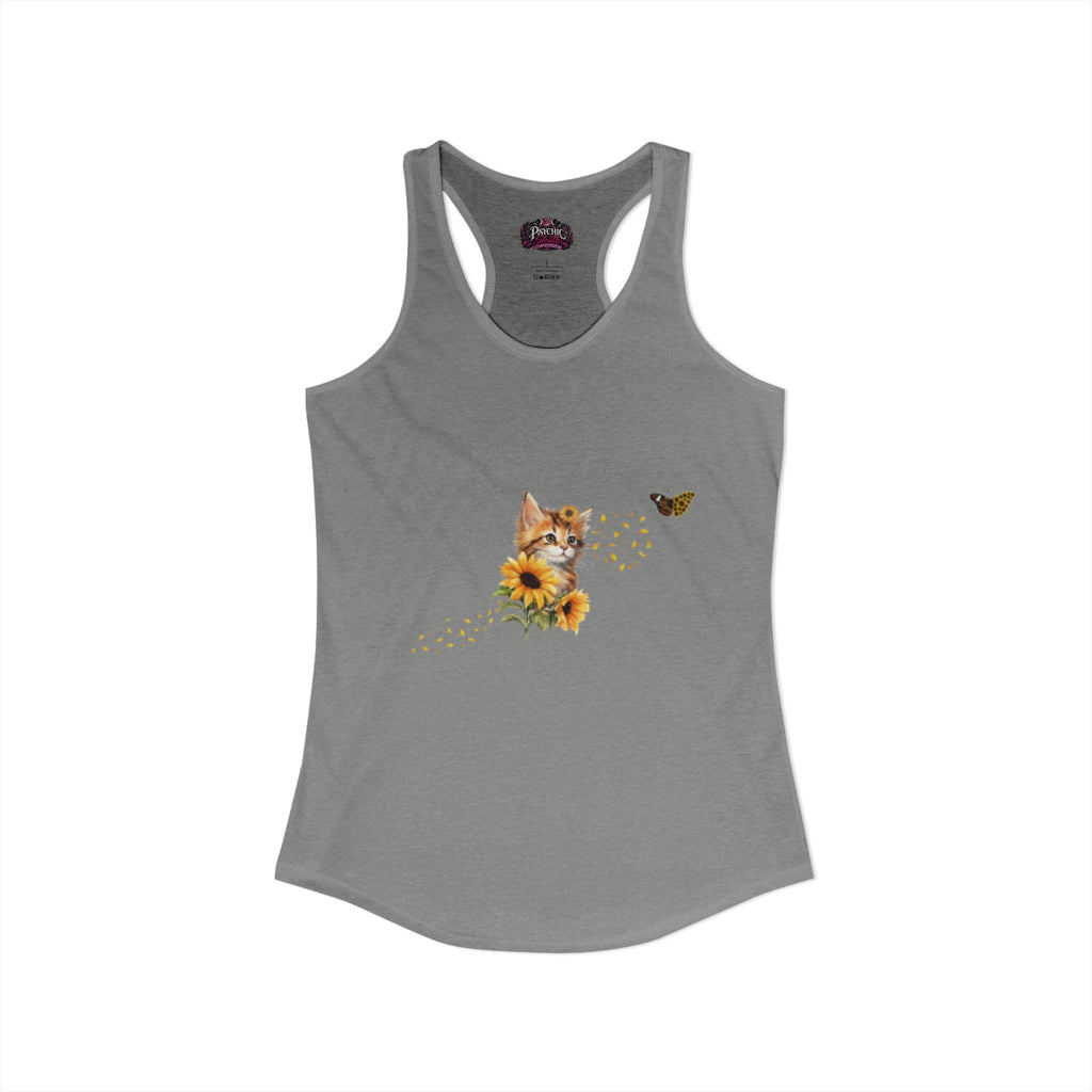 Kitten Sunflower Chasing Butterfly Tank