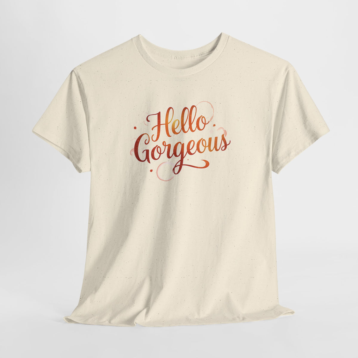 Hello Gorgeous Sunset T-Shirt — Feminine Script Graphic Tee