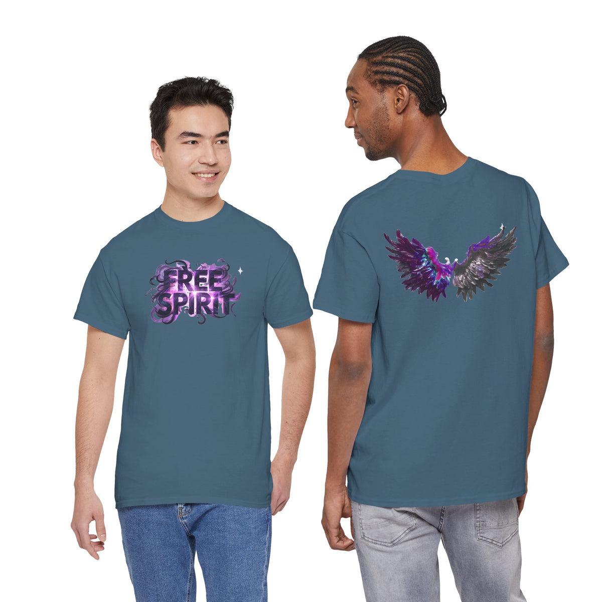 Free Spirit Tee — Purple Galaxy Wings Graphic T-Shirt