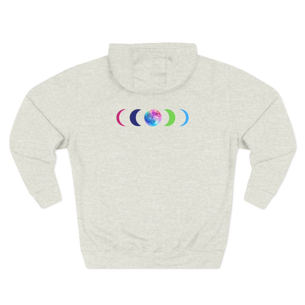 Rainbow Wolf Silhouette Hoodie | Colorful Moon Graphic