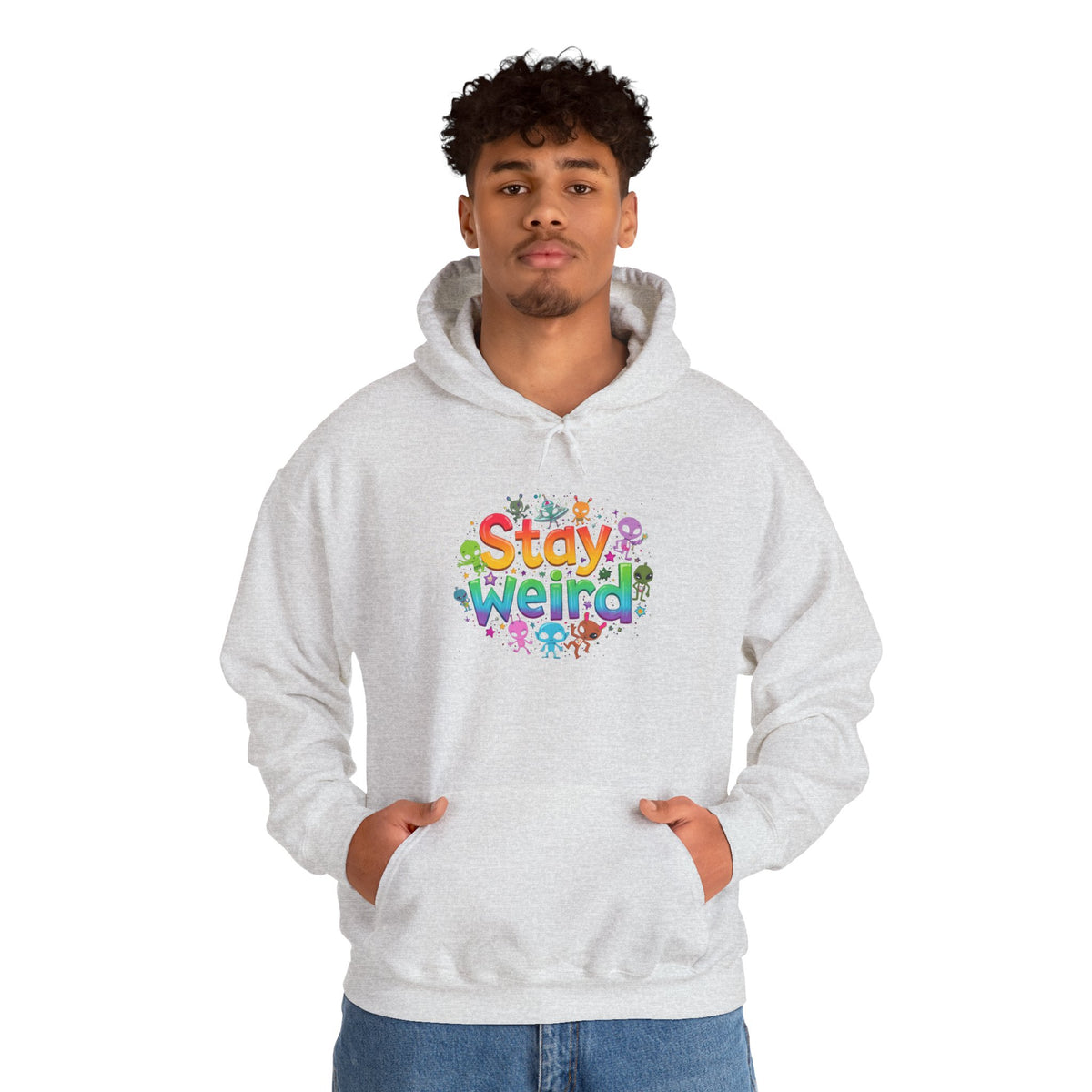 Stay Weird Hoodie — Colorful Rainbow Graphic Pullover
