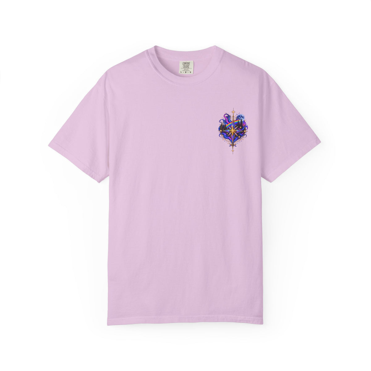 T-Shirt — "Guided by Light, Bound to Truth" Cosmic Forest Graphic