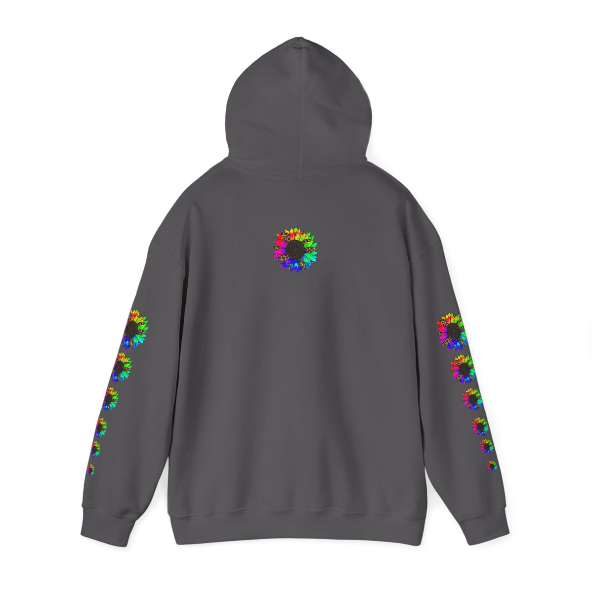 Inspirational Floral Hoodie – "Your Smile is Kind & Beautiful" Rainbow Sunflower Cozy Pullover