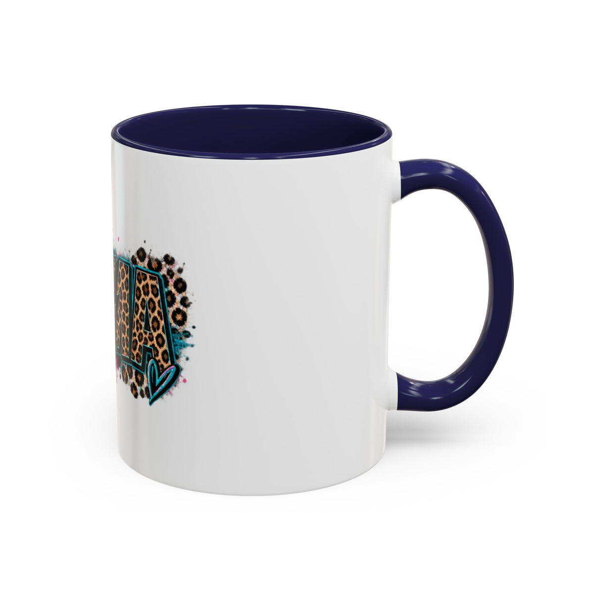 Leopard Print 'Mema' Accent Coffee Mug — Bold Animal Print Ceramic Mug- Mema Gift
