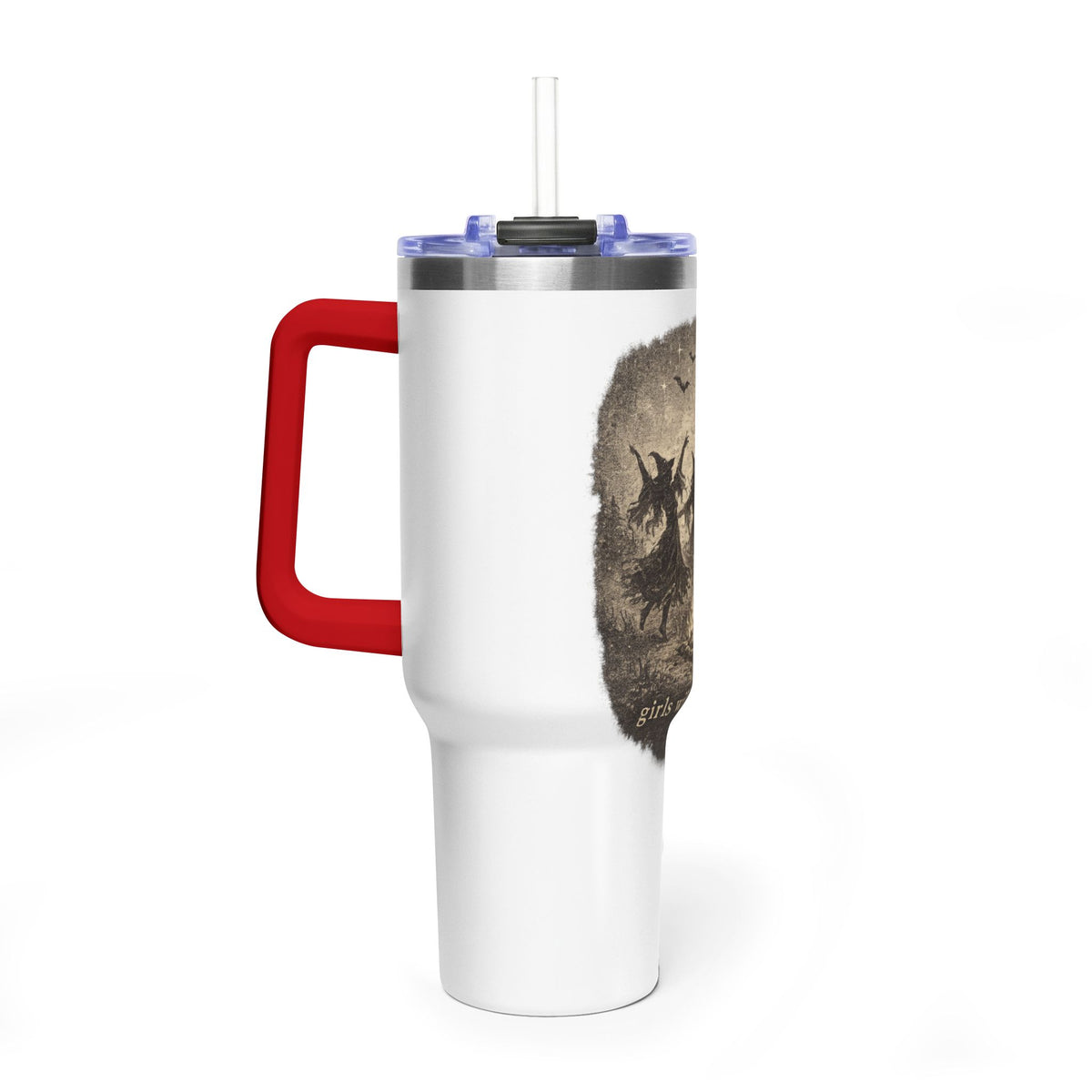 40oz Thermal Tumbler — Vintage Witch Dance "Girls Will Be Girls" Design