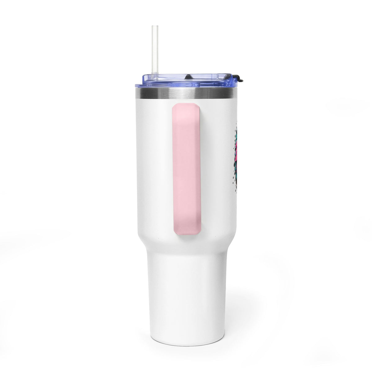 40oz Vacuum Tumbler — Mema Leopard Print Floral Design
