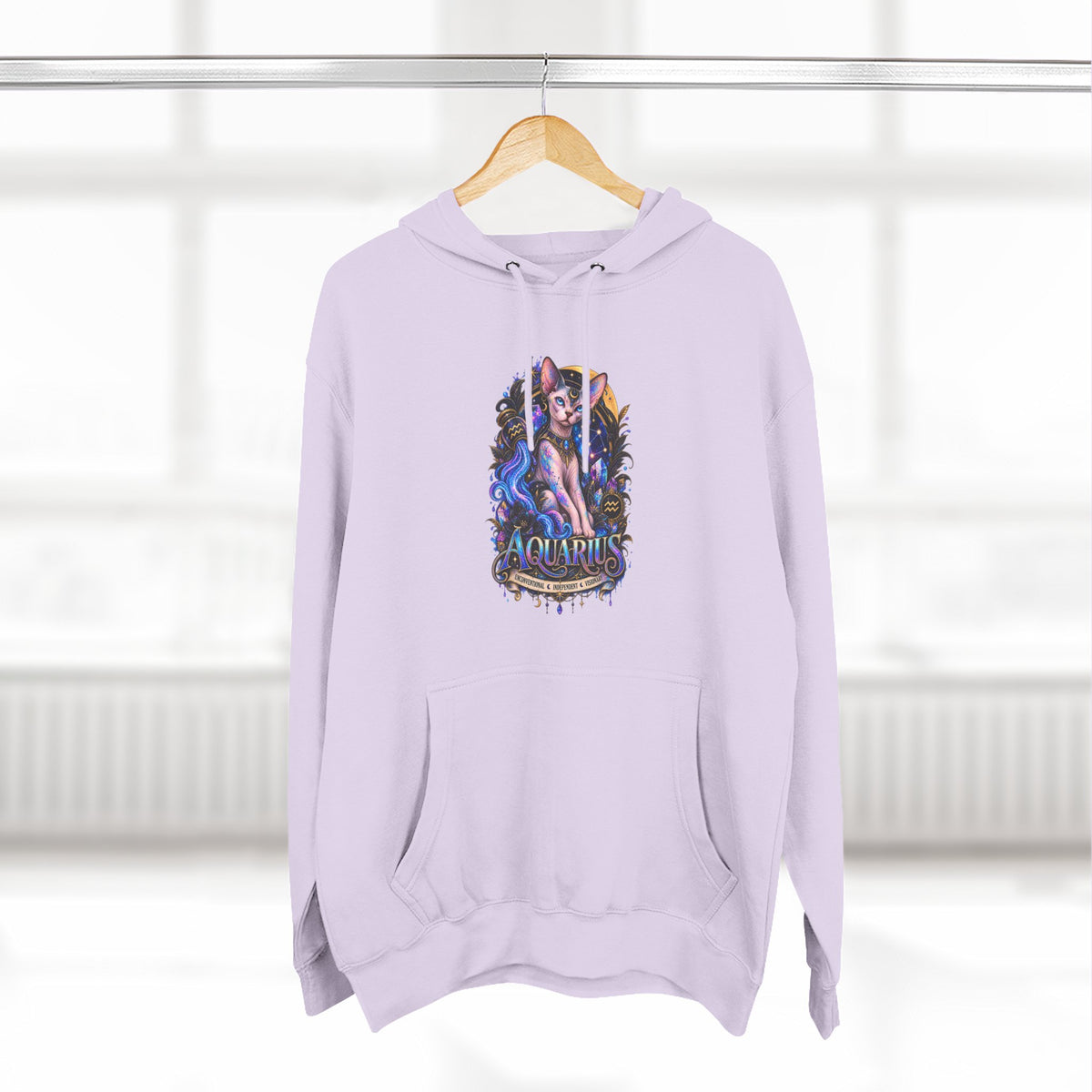 Aquarius Sphynx Cat Zodiac Hoodie- Celestial Astrology Cat Lover Sweatshirt
