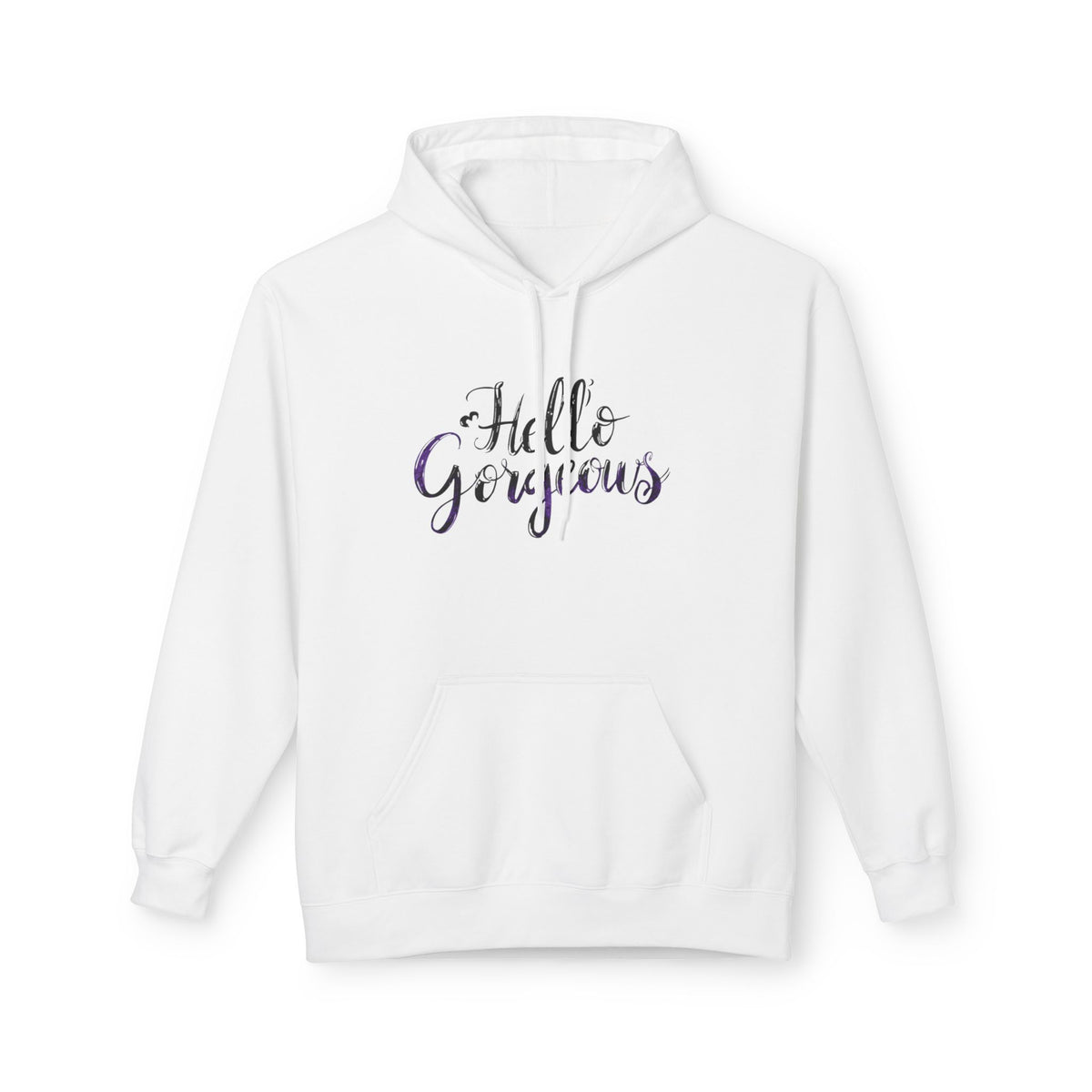 Hello Gorgeous Hoodie — Feminine Script Pullover for Women, Cute Gift for Friends & Self-Care