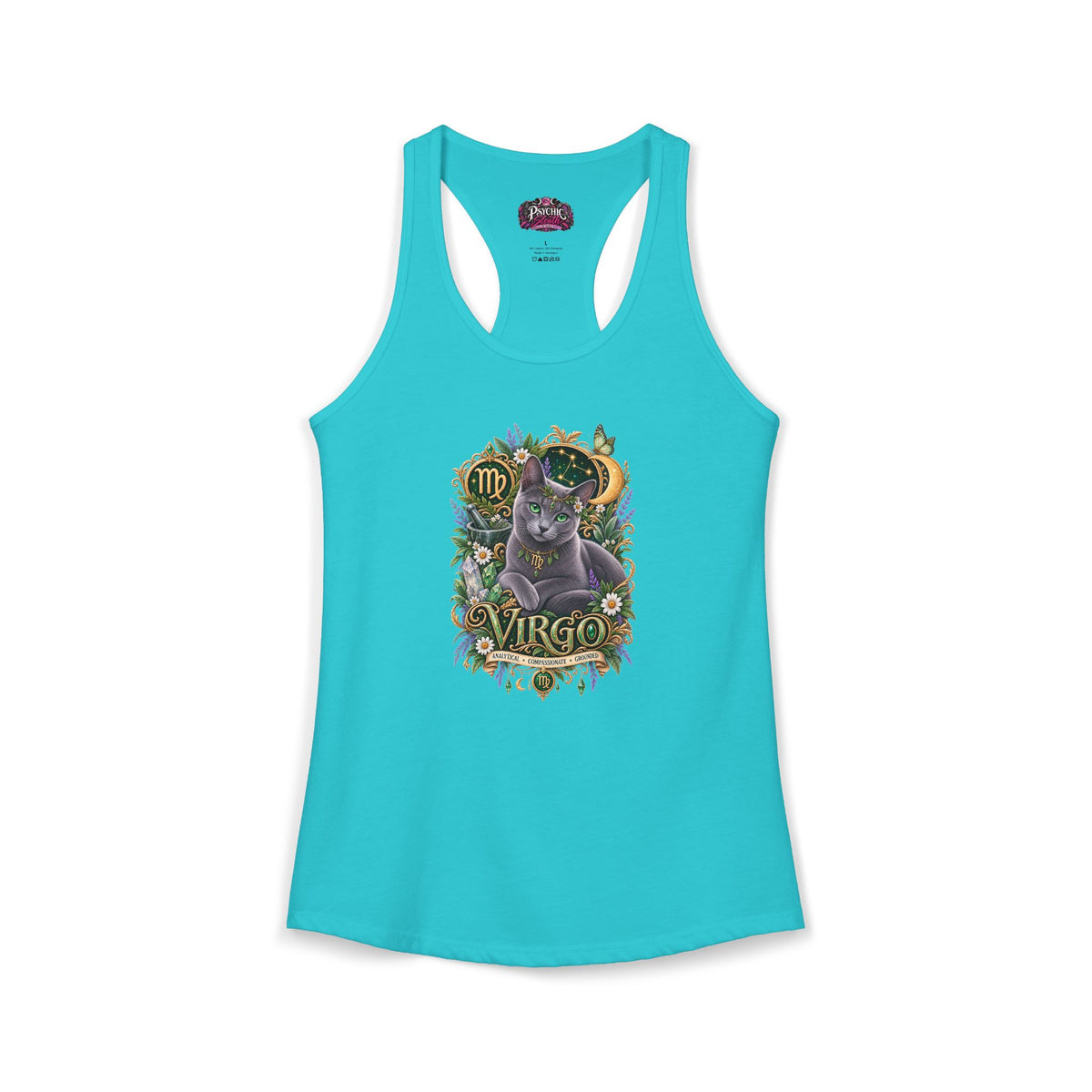 Virgo Russian Blue Zodiac Tank- Celestial Astrology Cat Lover Tank