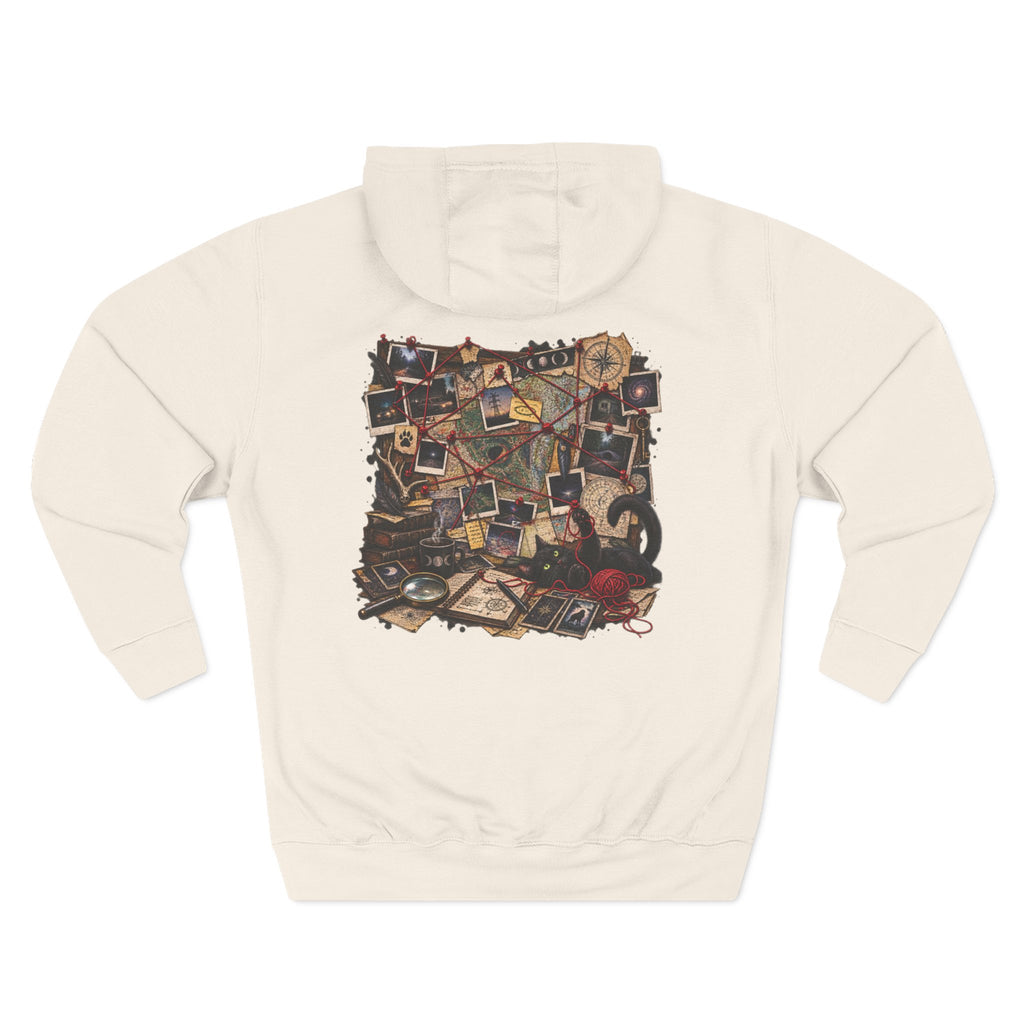 Detective Collage Hoodie — Vintage Mystery Photos & Magnifying Glass Graphic