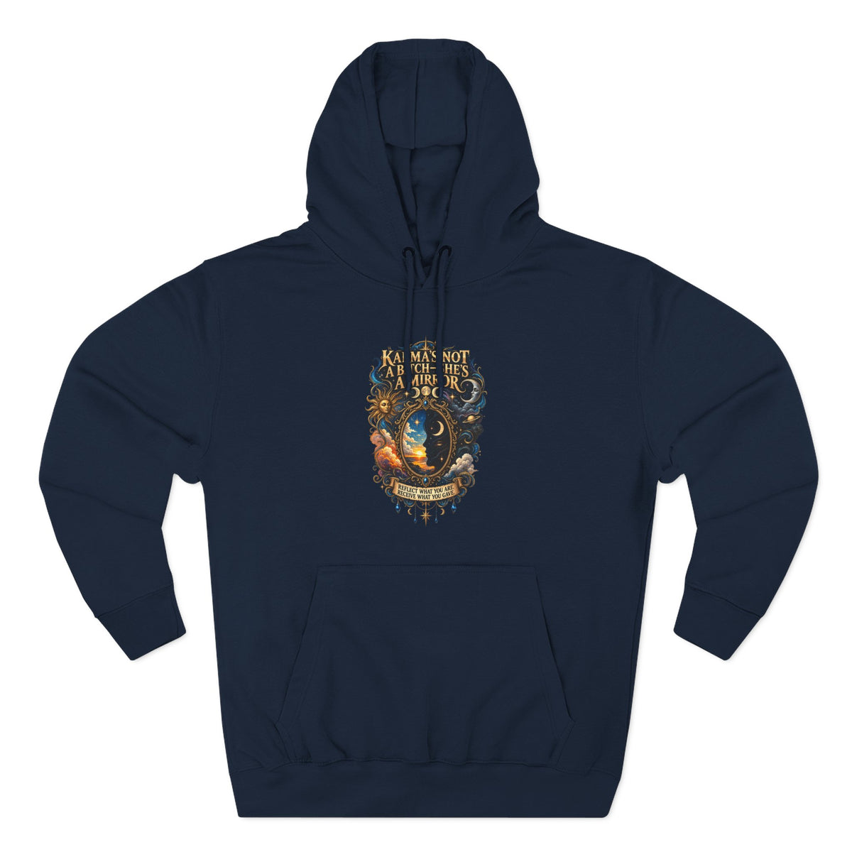 "Karma's not a Bitch she's a Mirror" Hoodie — Spiritual Boho Graphic Pullover