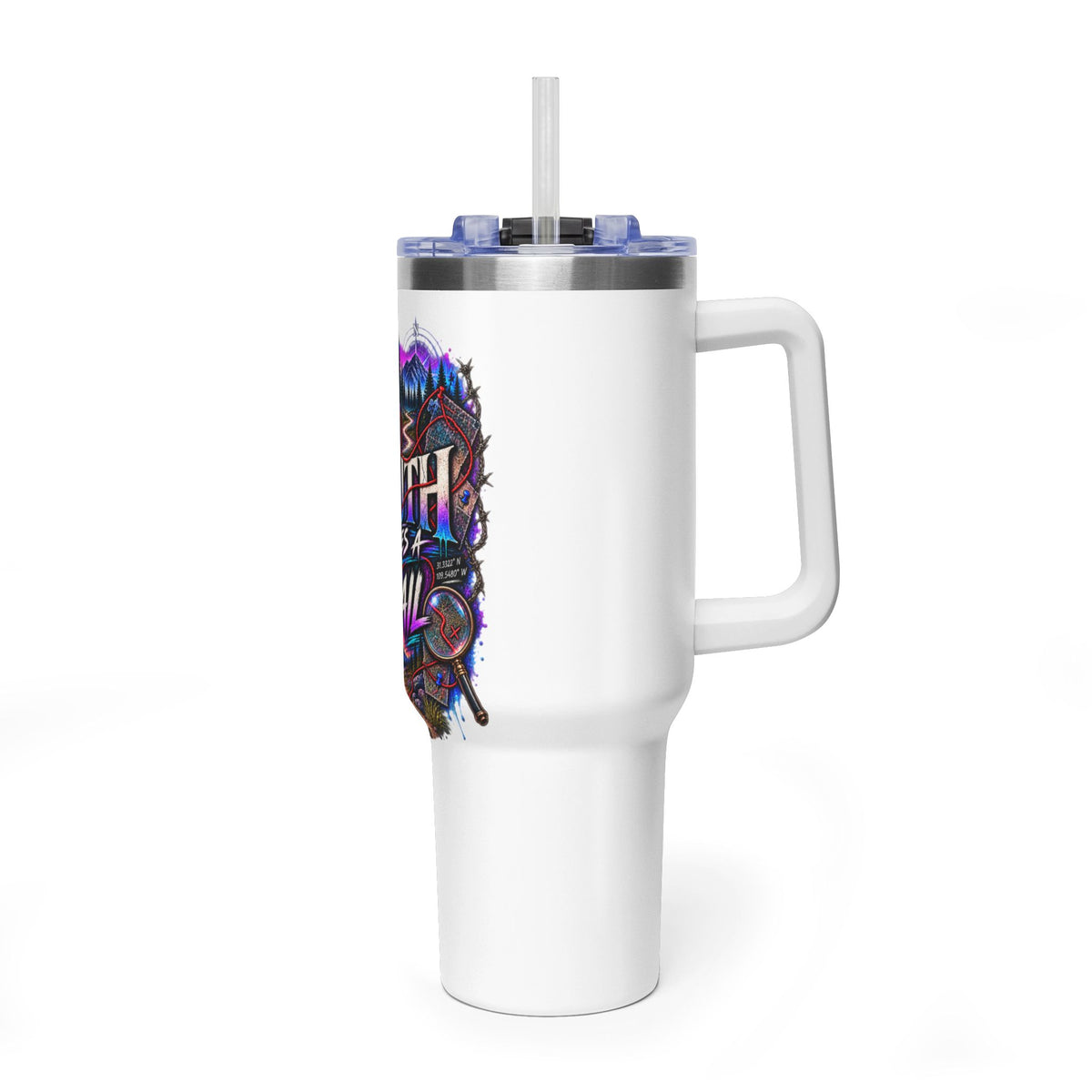 40oz Vacuum Tumbler – “Truth Leaves a Trail” Adventure Insulated Travel Mug