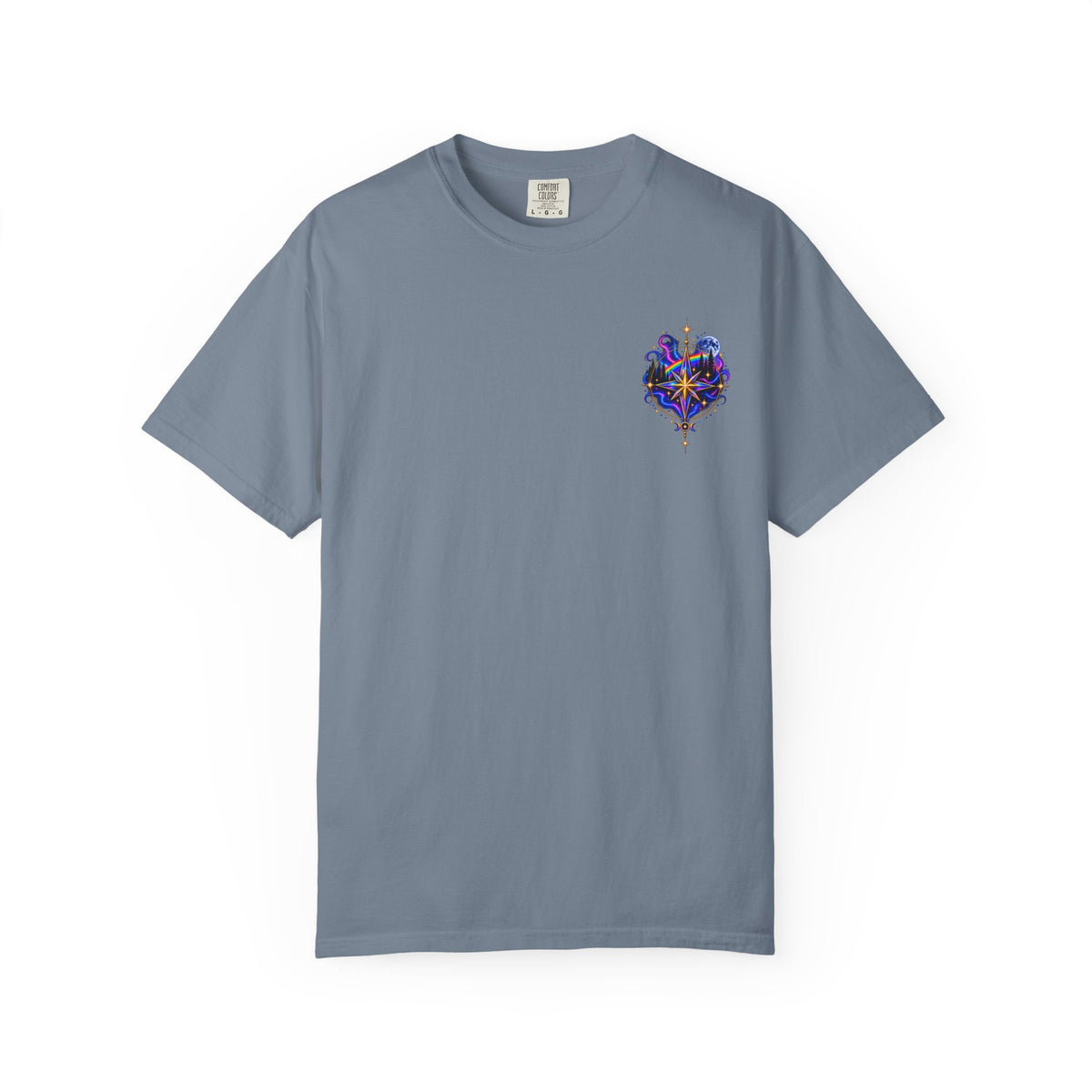 T-Shirt — "Guided by Light, Bound to Truth" Cosmic Forest Graphic