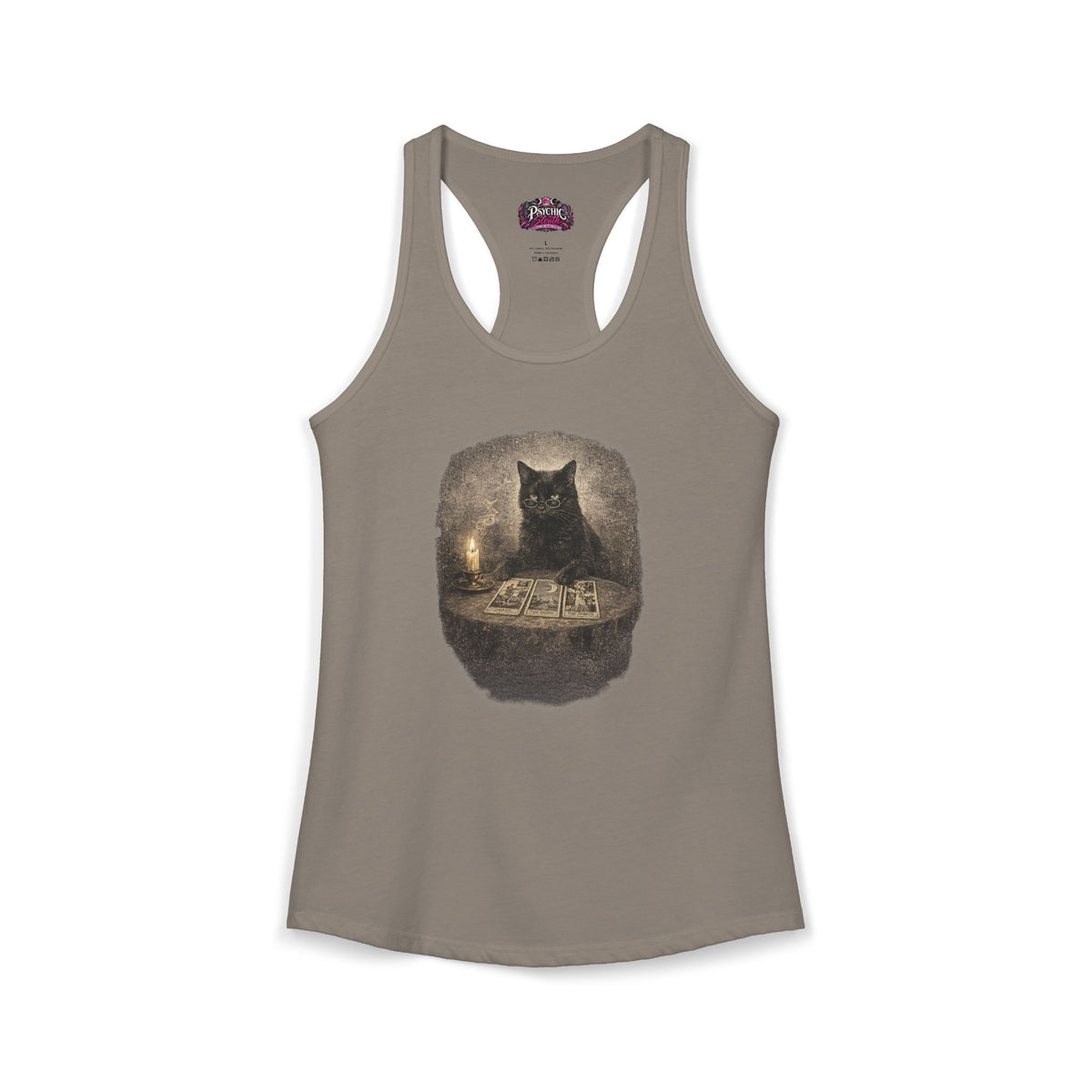 Black Cat reading Tarot Cards Tank