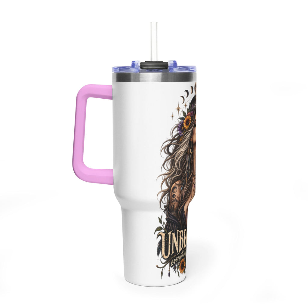 40oz Half human half skeleton Floral butterfly — "Unbecoming" Insulated Travel Cup