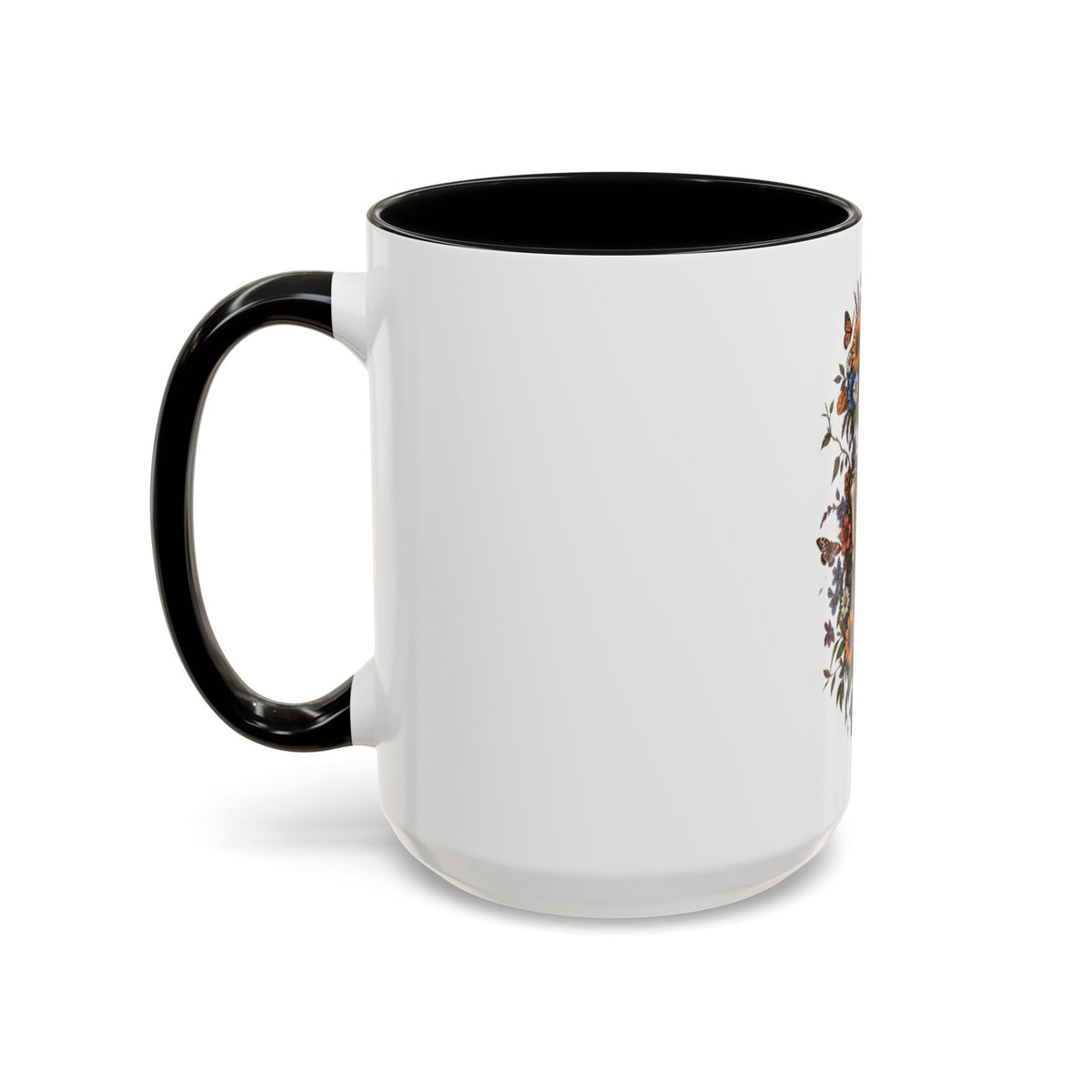 Skull & Moon Floral Coffee Mug — Gothic Botanical Accent Mug