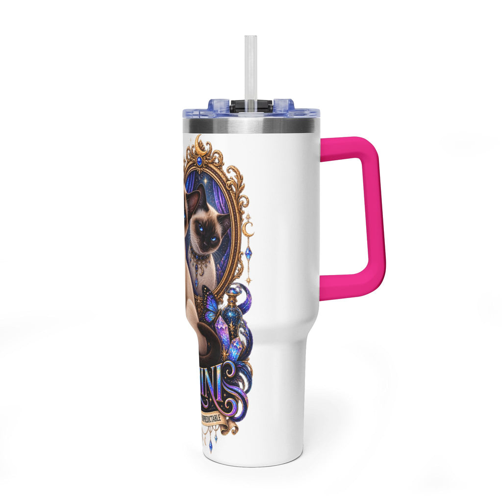 40oz Gemini Zodiac Tumbler — Siamese Cat Astrology Vacuum Thermal Cup