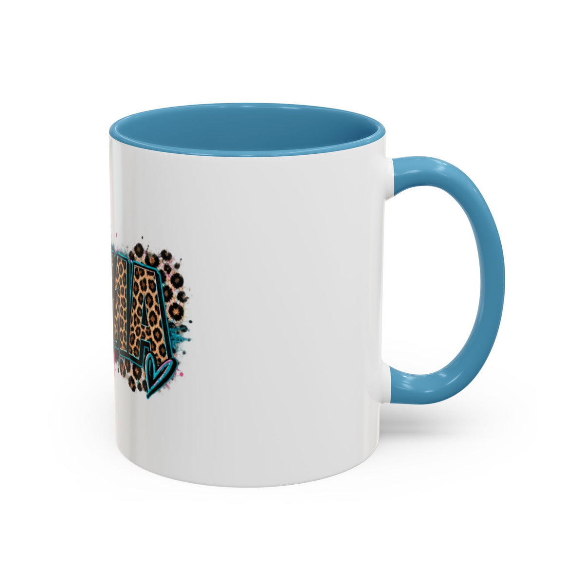 Leopard Print 'Mema' Accent Coffee Mug — Bold Animal Print Ceramic Mug- Mema Gift
