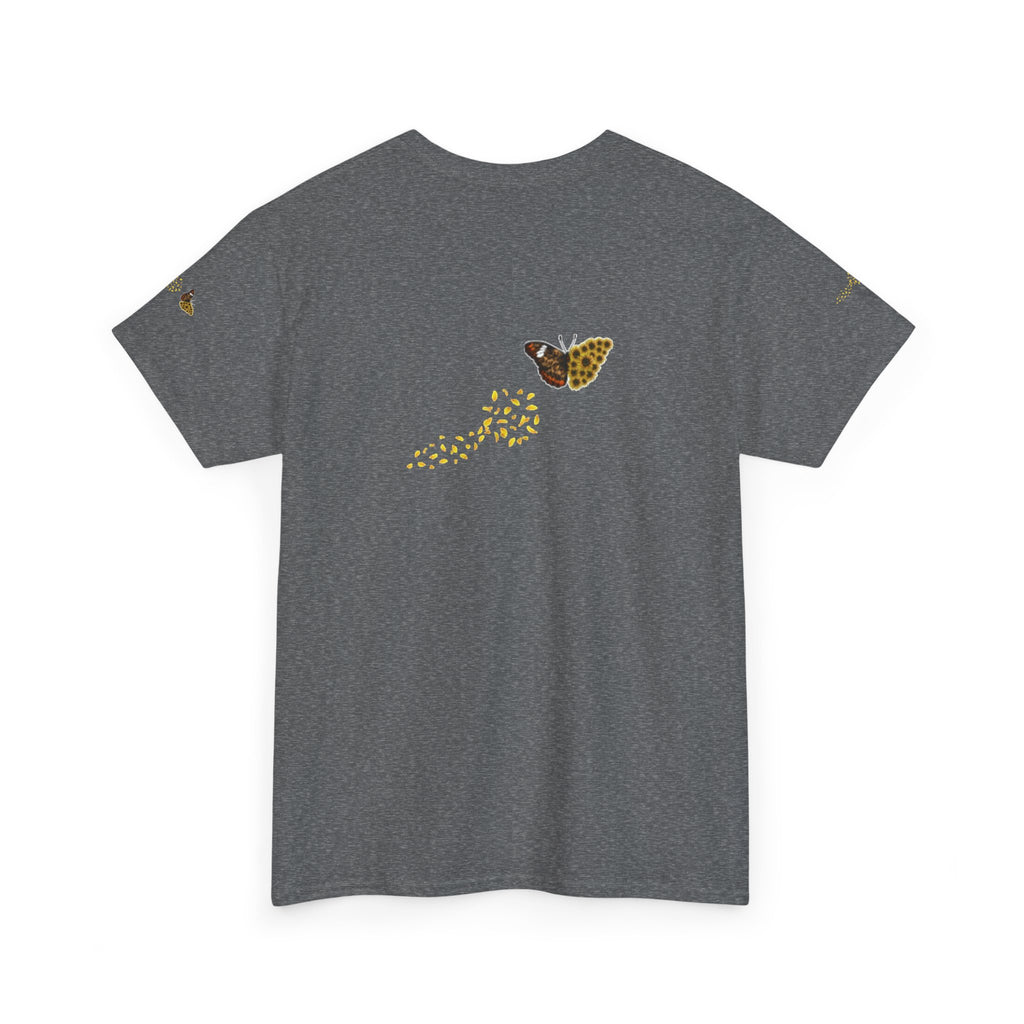 Sunflower Kitten Tee | Butterfly Accent, Floral Cat Shirt