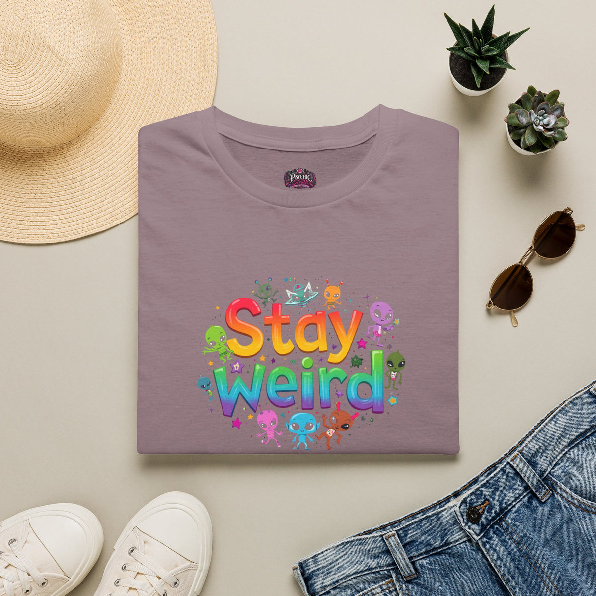 Stay Weird T-Shirt — Colorful Cute Alien Graphic Tee