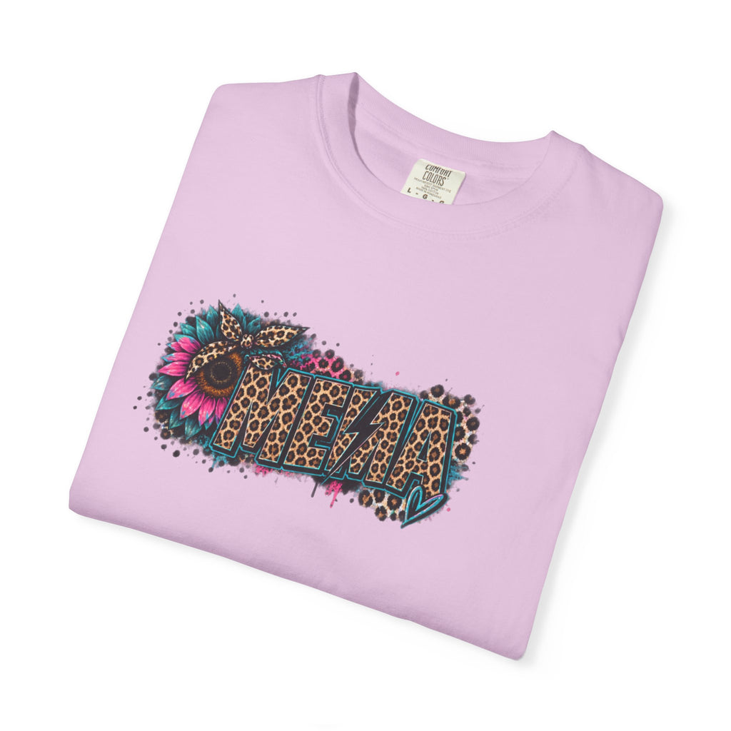 MEMA Leopard Floral Logo T-Shirt — Vintage Animal Print Graphic Tee