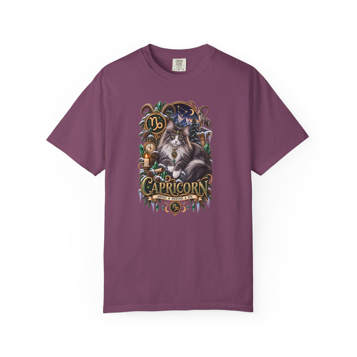 Capricorn Zodiac Norwegian Mountain Cat T-Shirt — Astrological Horoscope Tee