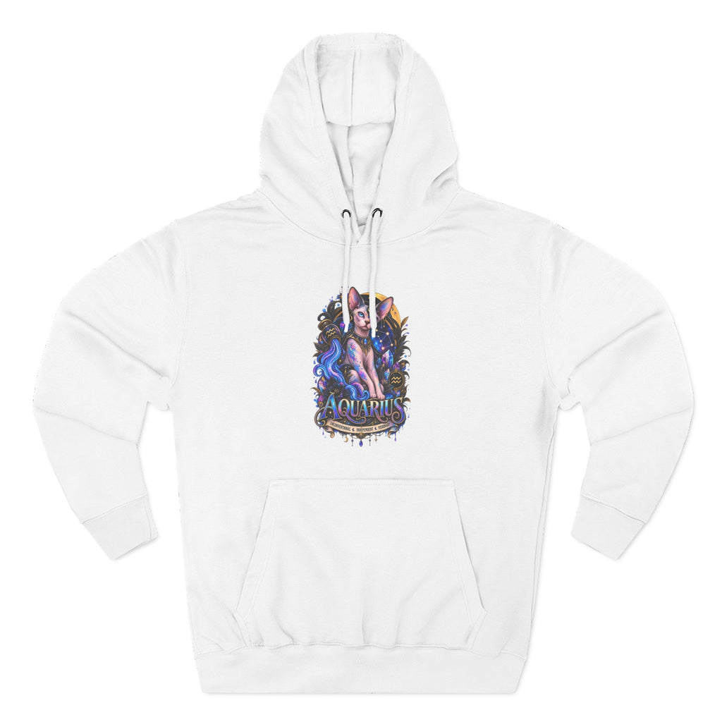 Aquarius Sphynx Cat Zodiac Hoodie- Celestial Astrology Cat Lover Sweatshirt