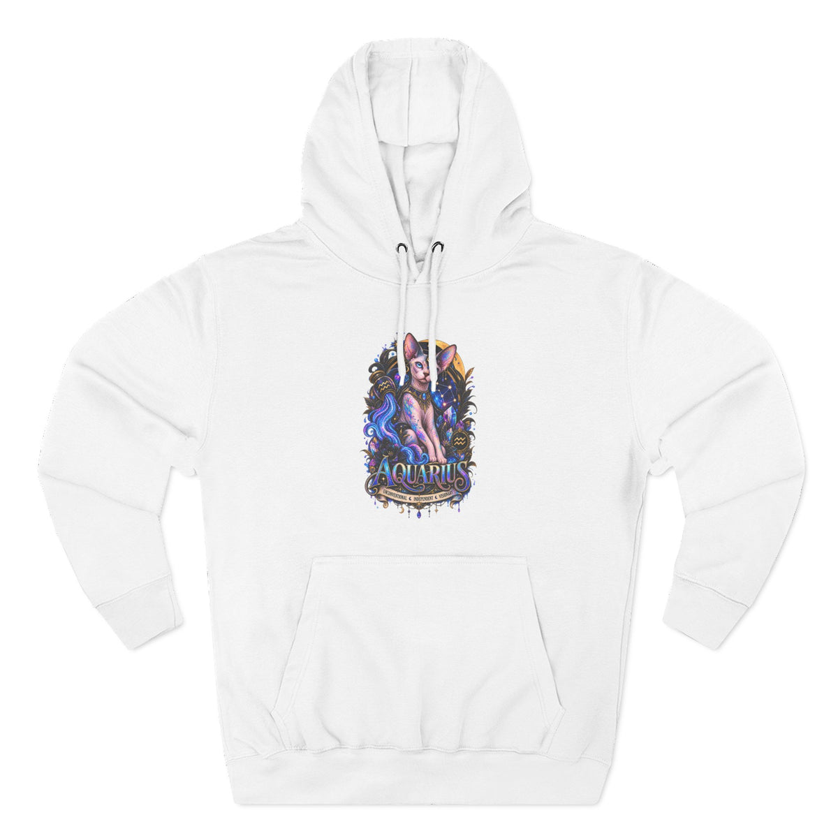 Aquarius Sphynx Cat Zodiac Hoodie- Celestial Astrology Cat Lover Sweatshirt