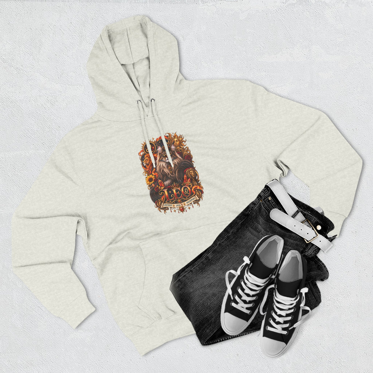 Leo Maine Coon Zodiac Hoodie — Mystical Celestial Cat Astrology Design