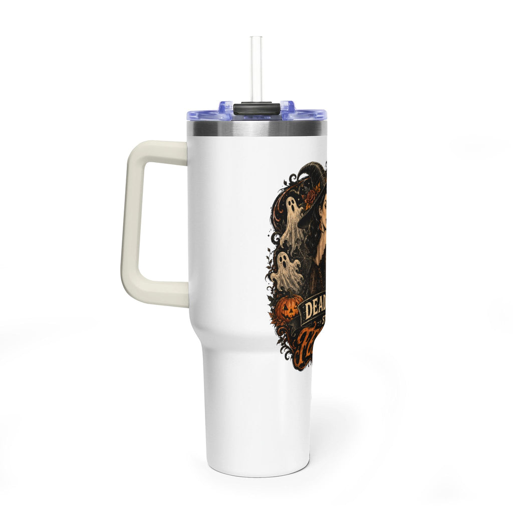 40oz Halloween Tumbler — "Dead Tired, Still Festive" Thermal Cup