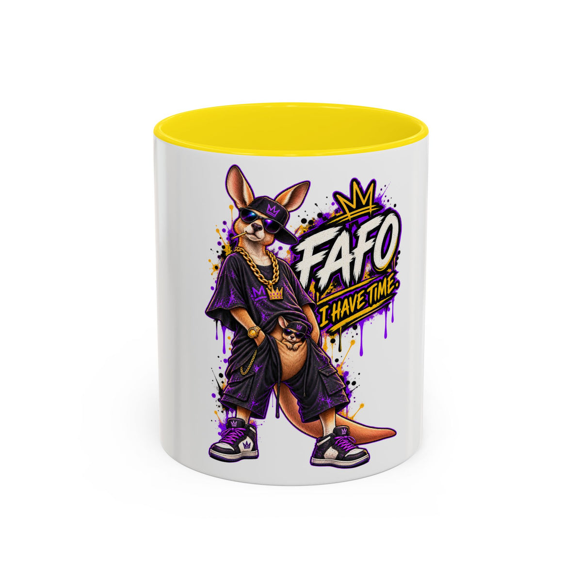 Kangaroo Streetwear Coffee Mug — "FAFO I Have Time" Accent Mug
