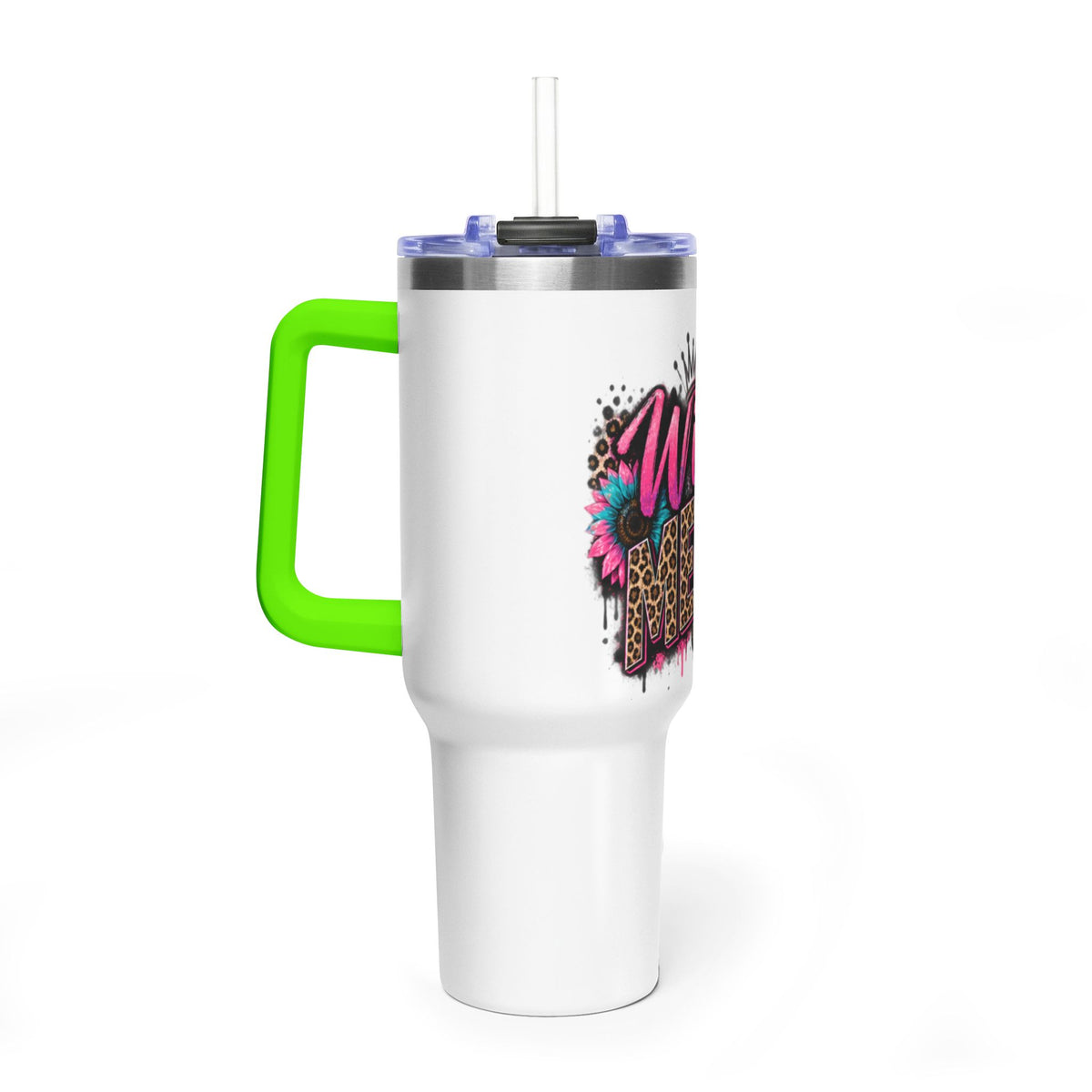 40oz Tumbler - "Wild Mom" Leopard Print Thermal Travel Cup
