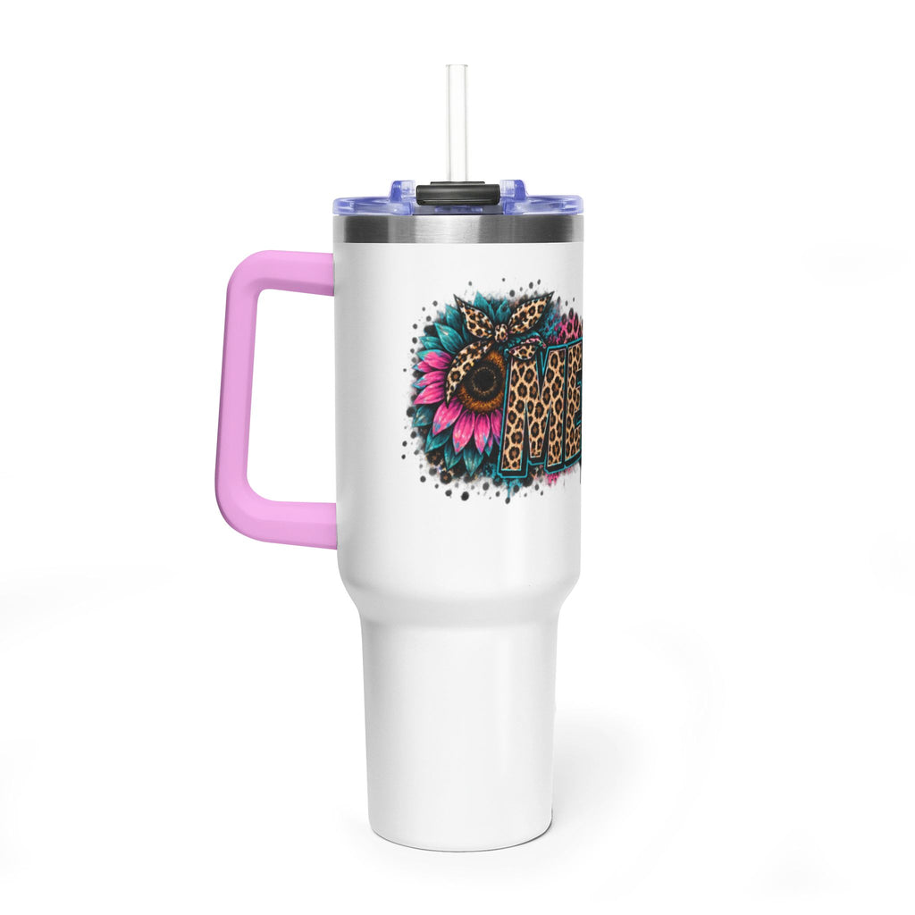 40oz Vacuum Tumbler — Mema Leopard Print Floral Design