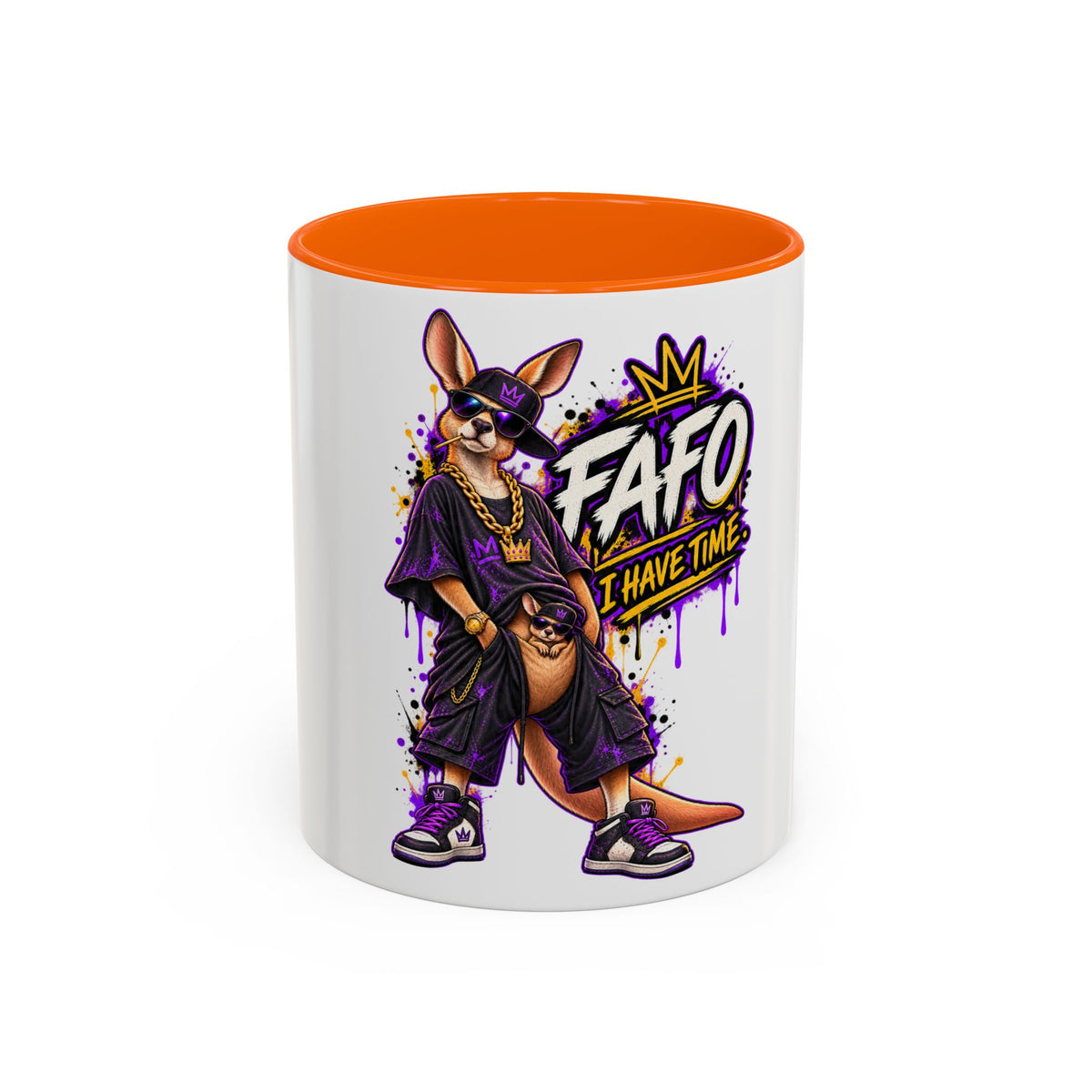Kangaroo Streetwear Coffee Mug — "FAFO I Have Time" Accent Mug