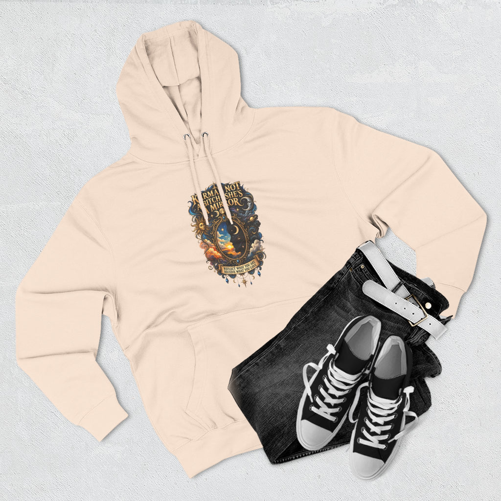 "Karma's not a Bitch she's a Mirror" Hoodie — Spiritual Boho Graphic Pullover