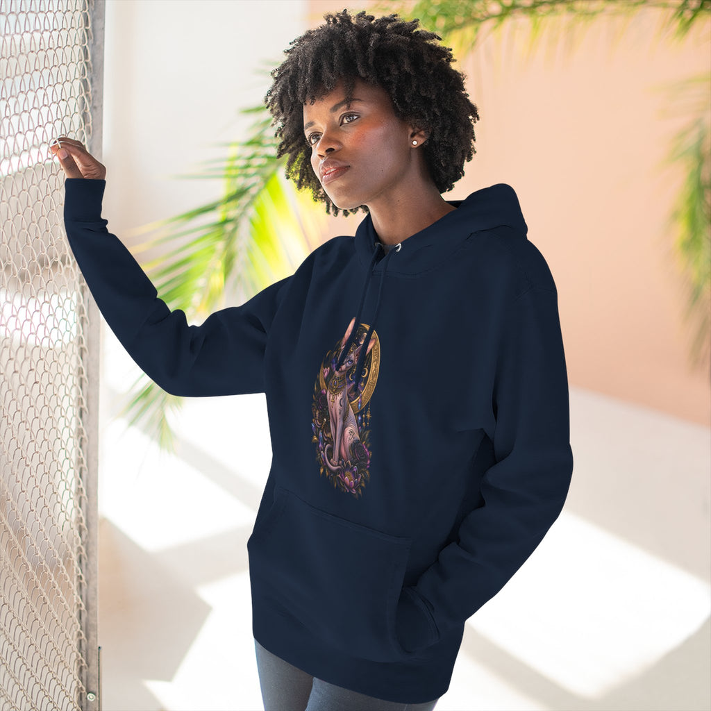 Mystic Moon Egyptian Sphynx Cat Hoodie — Gothic Feline Graphic Pullover