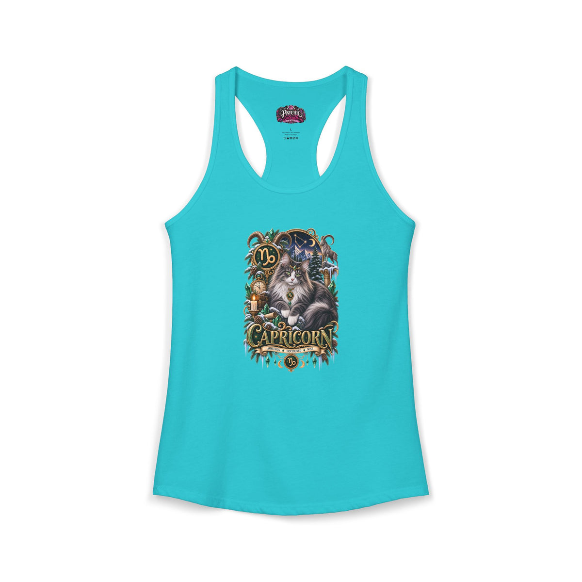 Capricorn Norwegian Forest Cat Zodiac Tank- Celestial Astrology Cat Lover Tank