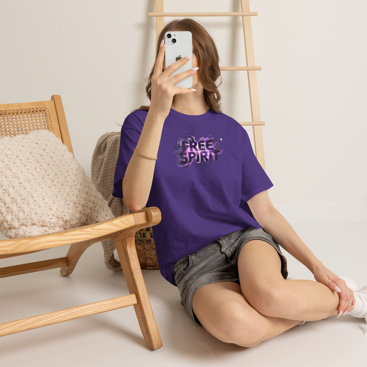 Free Spirit Tee — Purple Galaxy Wings Graphic T-Shirt