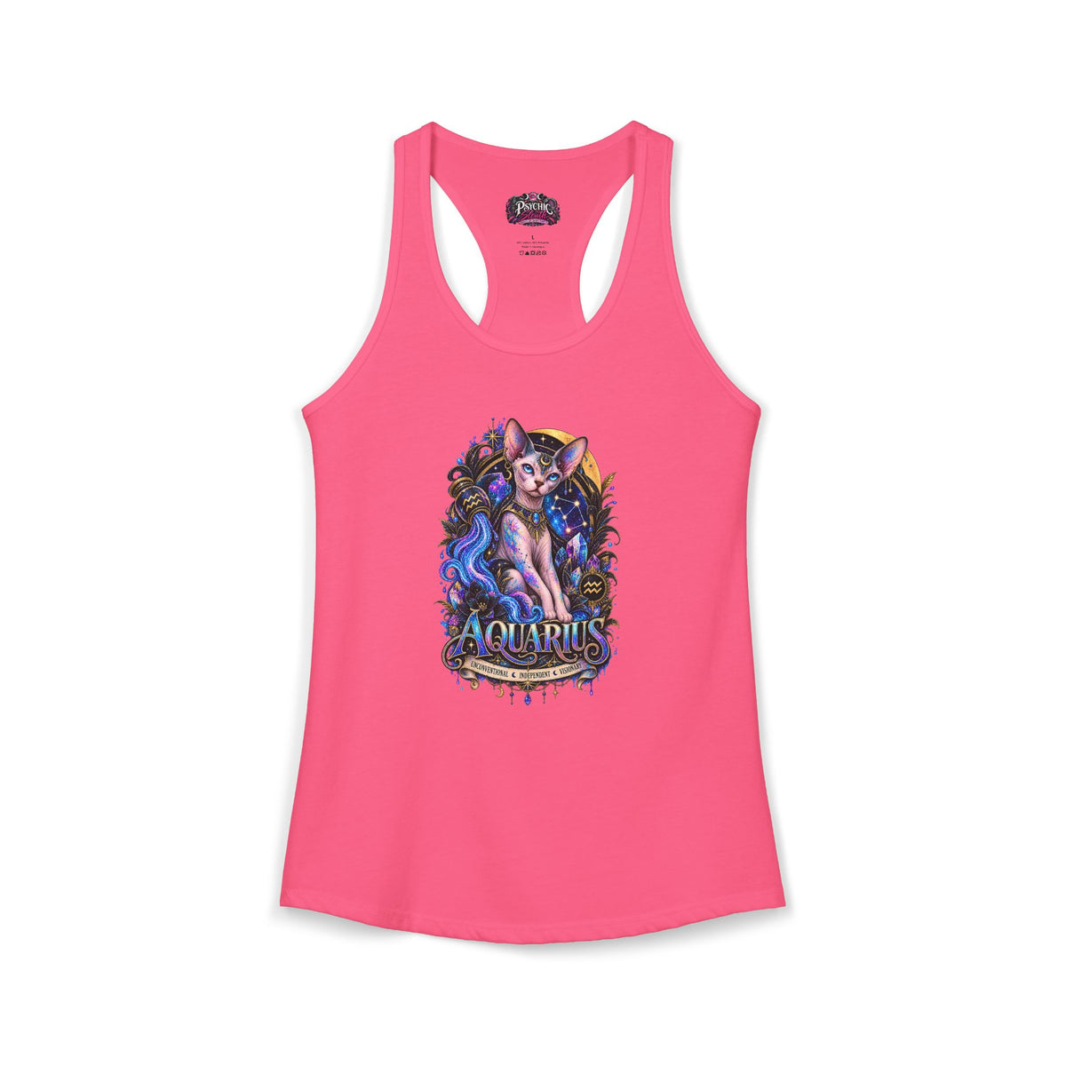 Aquarius Sphynx Cat Zodiac Tank- Celestial Astrology Cat Lover Tank