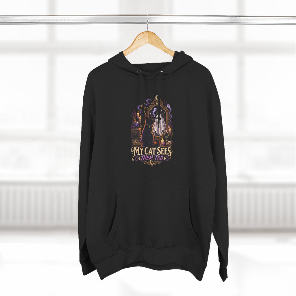 My Cat Sees Them Too- Black Cat Ghost Hoodie