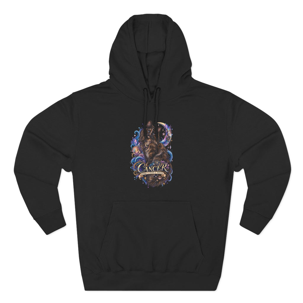 Cancer Tortoiseshell Cat Zodiac Hoodie — Zodiac Cat Graphic Fleece Pullover