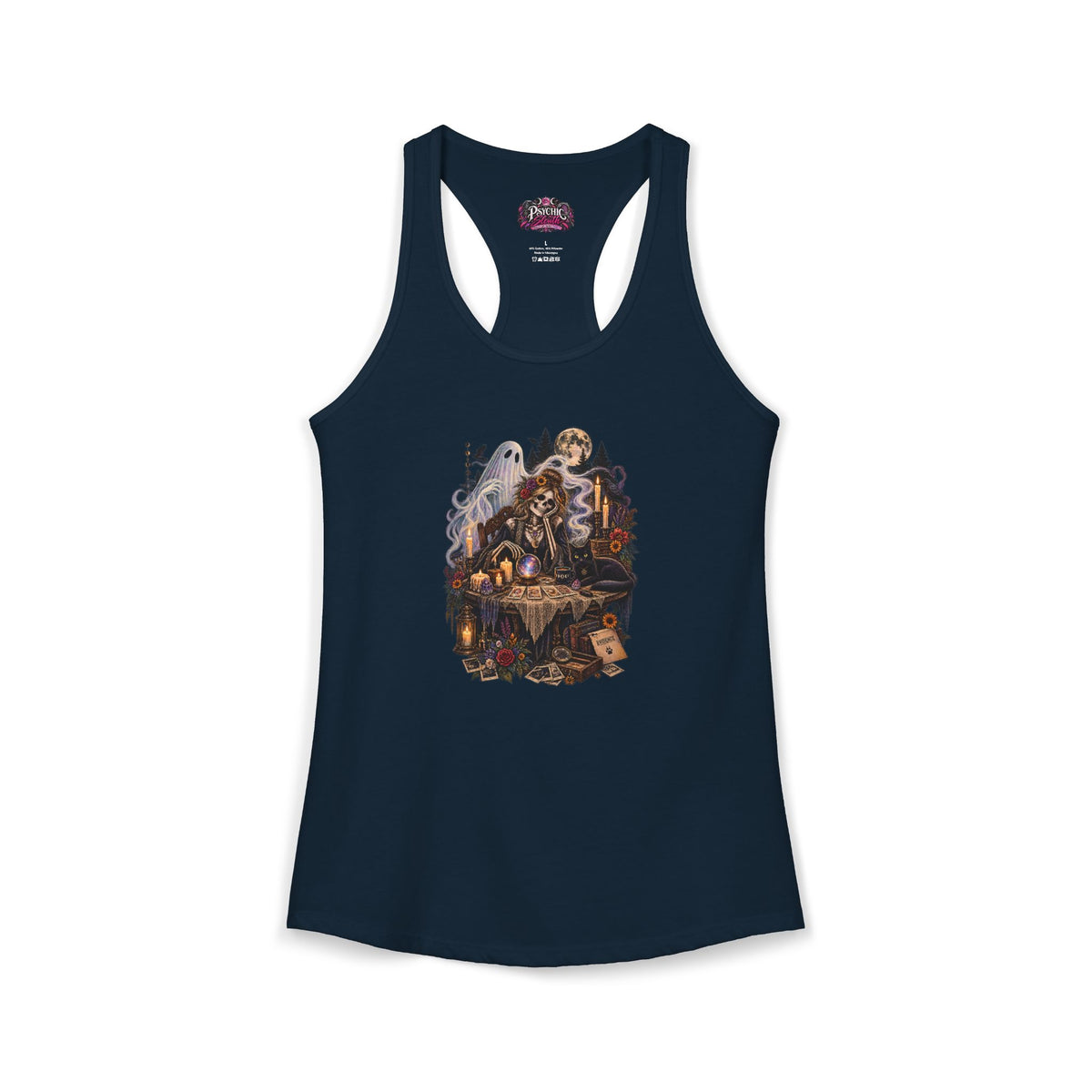 Ghost, Skeleton and Black Cat Read Tarot Cards Tank
