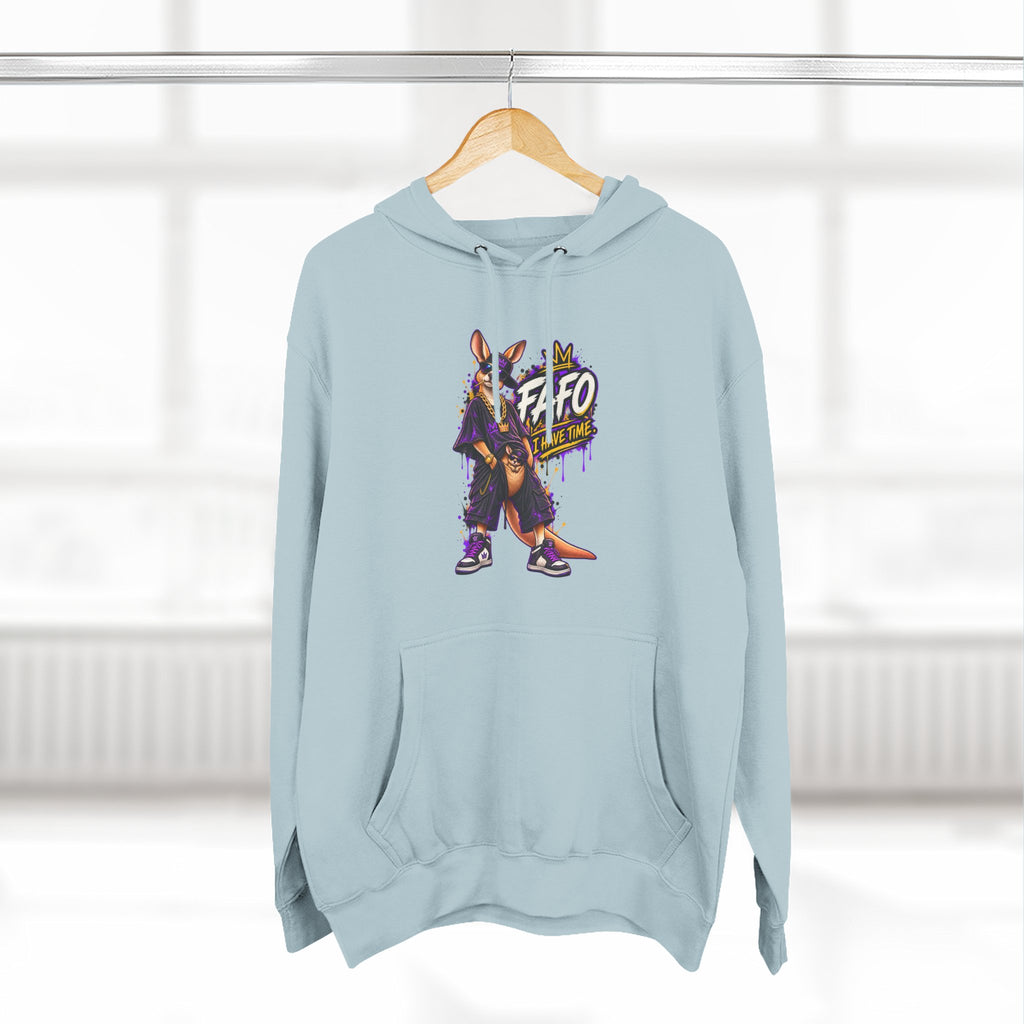 Streetstyle Kangaroo Graphic Hoodie — "FAFO" Retro Character Pullover