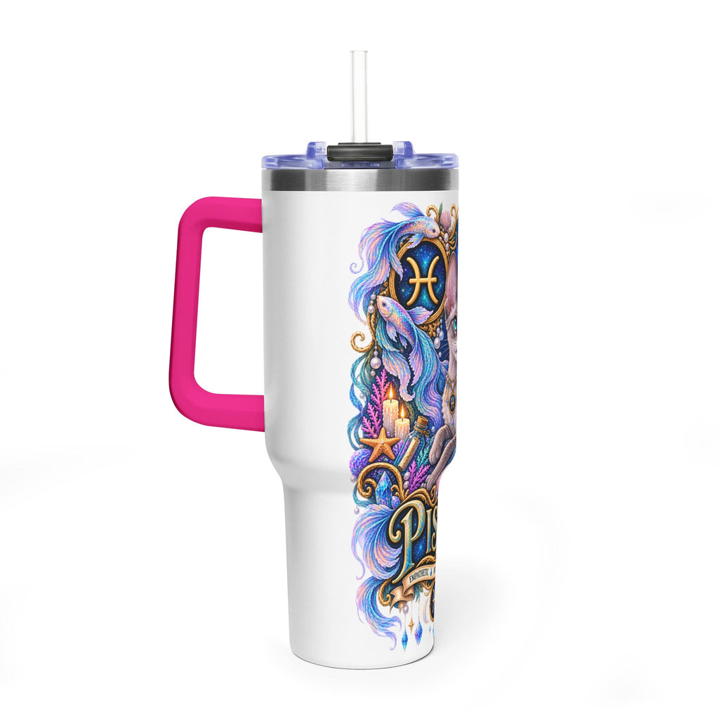 Pisces Devon Rex Cat 40oz Tumbler — Zodiac Vacuum Insulated Travel Cup
