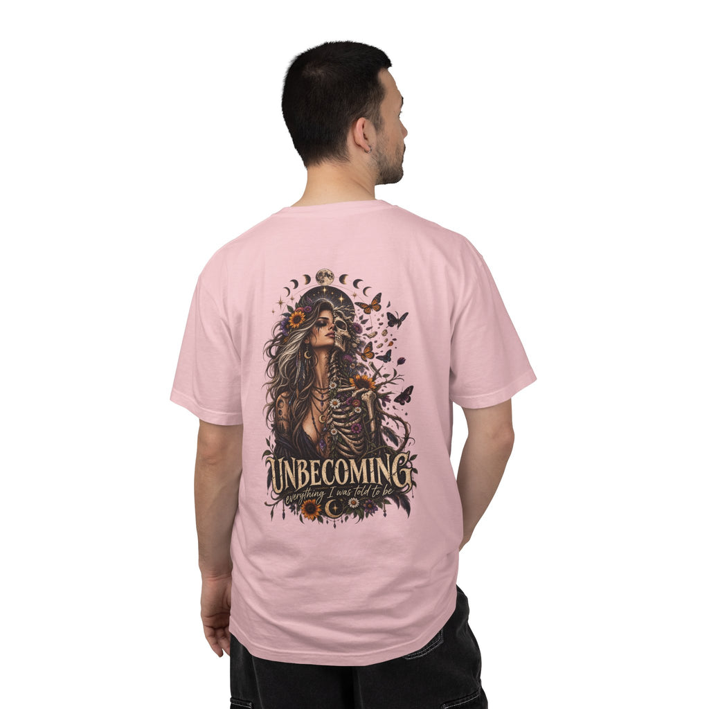 Unbecoming Gothic Moon T‑Shirt — Witchy Skeleton Art Tee