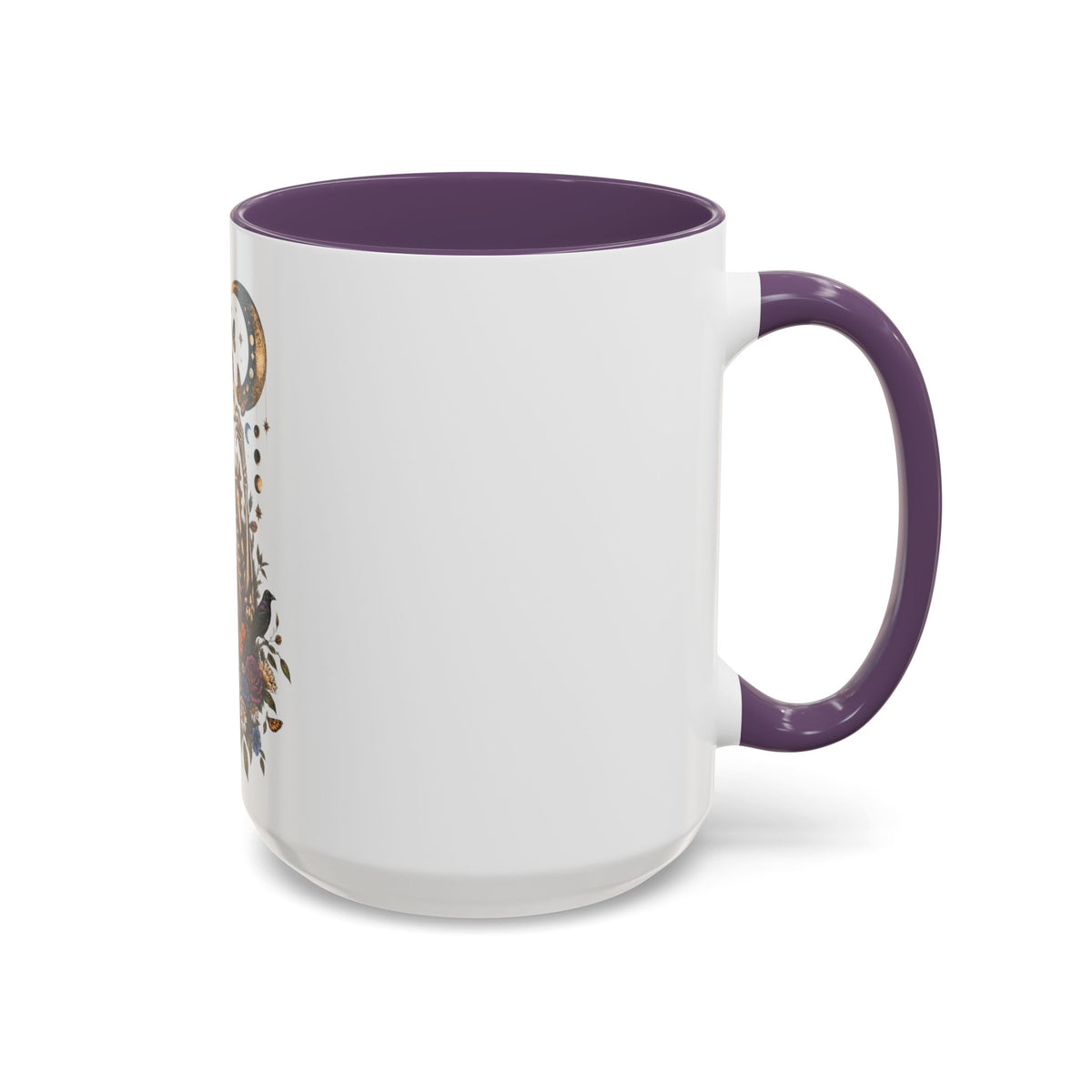 Skull & Moon Floral Coffee Mug — Gothic Botanical Accent Mug