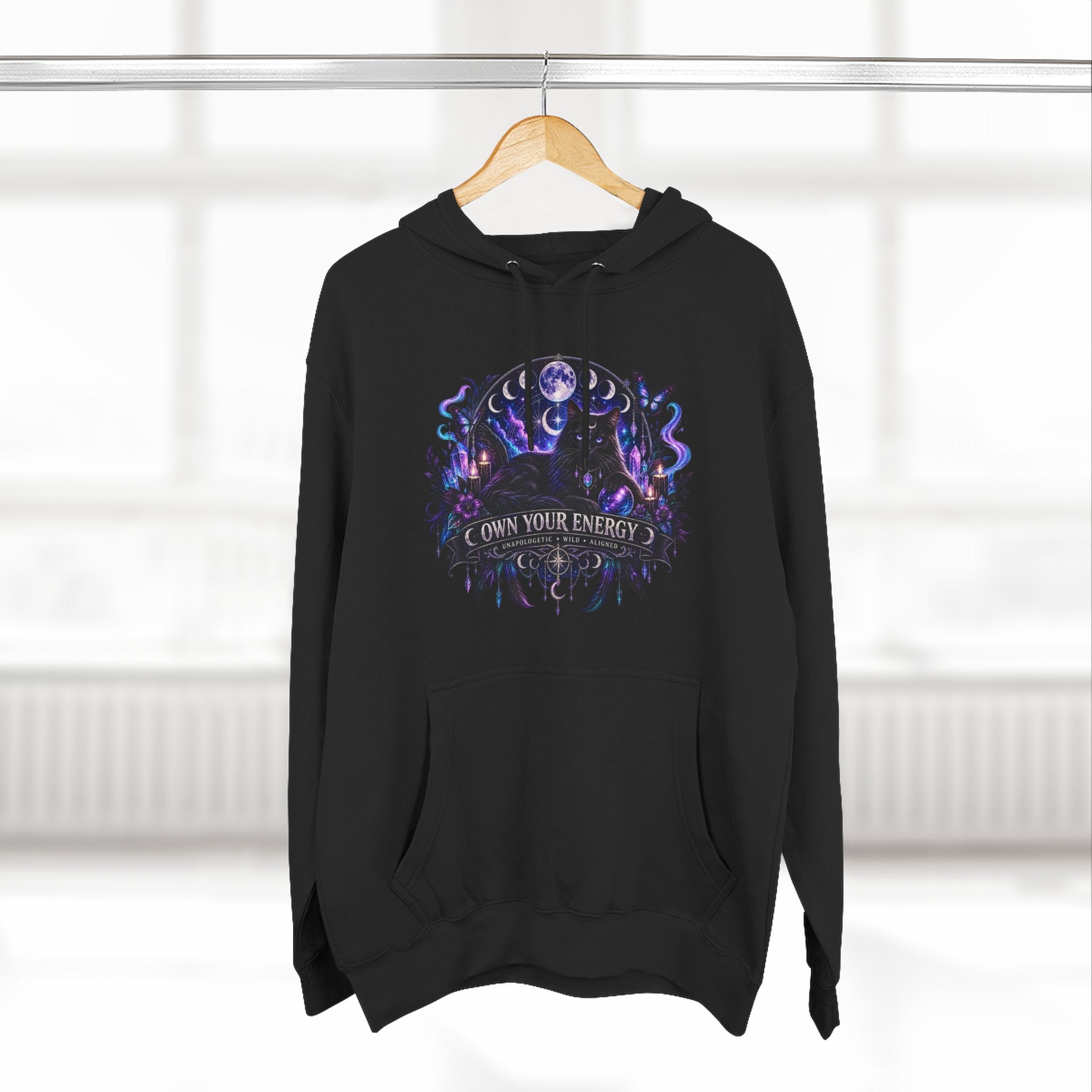 Mystical Black Cat Fleece Hoodie
